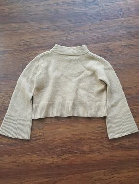 The Reset Cropped Mock Neck Camel Cashmere Wool Sweater Size XS Preppy Designer